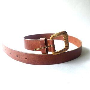 Talbots Women's Wrapped Buckle Belt Made in USA Italian Saddle Leather B…